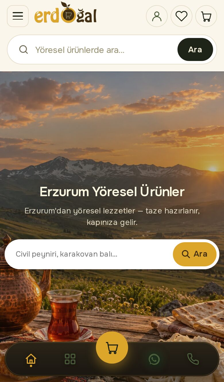 Erdoğal website mobile view