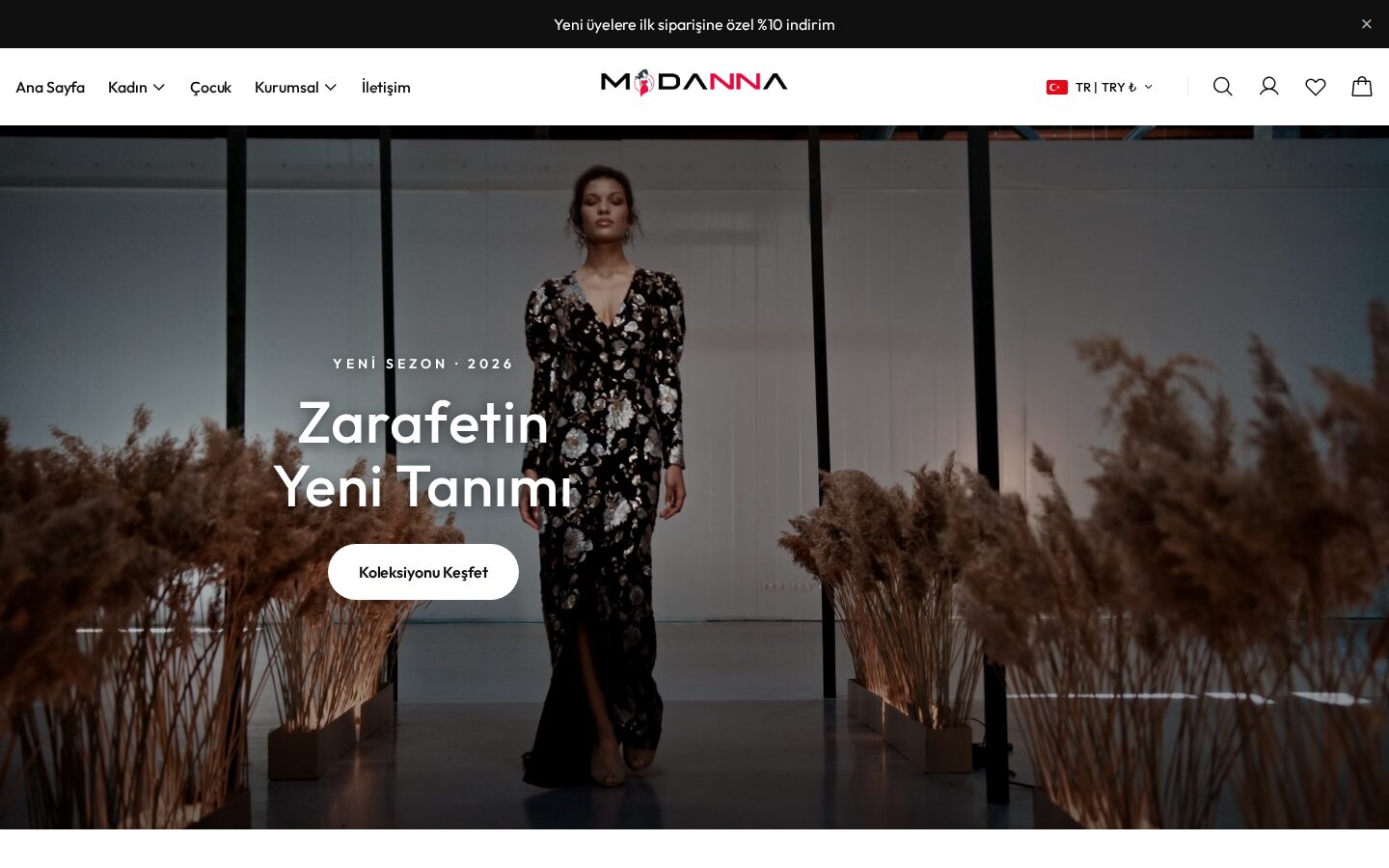 Modanna website desktop view
